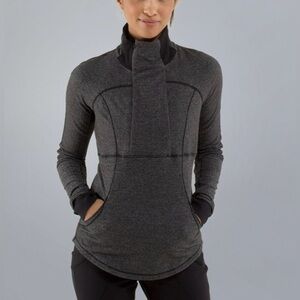 Lululemon Base Runner 1/2 Zip Pullover Jacket Heathered Herringbone Black Sz 10